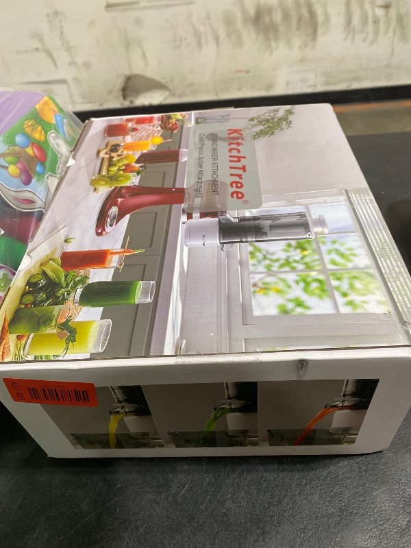 Photo 1 of KITCHTREE Masticating Juicer Attachment for KitchenAid Stand Mixer, 4.2" Large Feed Chute Fit Whole Vegetables & Fruits, Slow Cold Press Juicing, Includes 2 * 28oz capacity cups