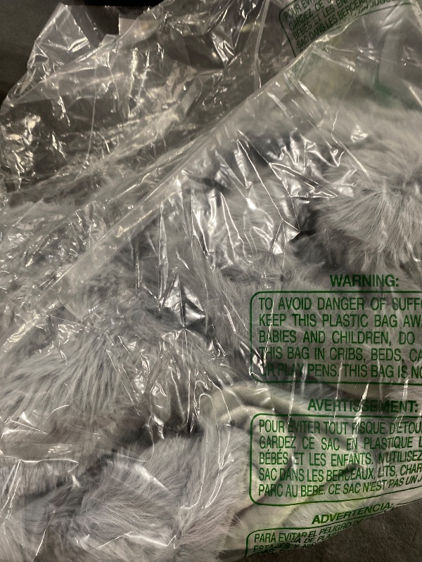 Photo 1 of LIFEREVO Pack of 2 Fluffy Faux Rabbit Fur Pillowcases, Elegant Cute Plush Shaggy Bubble Bed Pillow Cases King Size Zipper Closure, Home Decorative Furry Fuzzy Long Pillow Shams 20x36, Light Grey