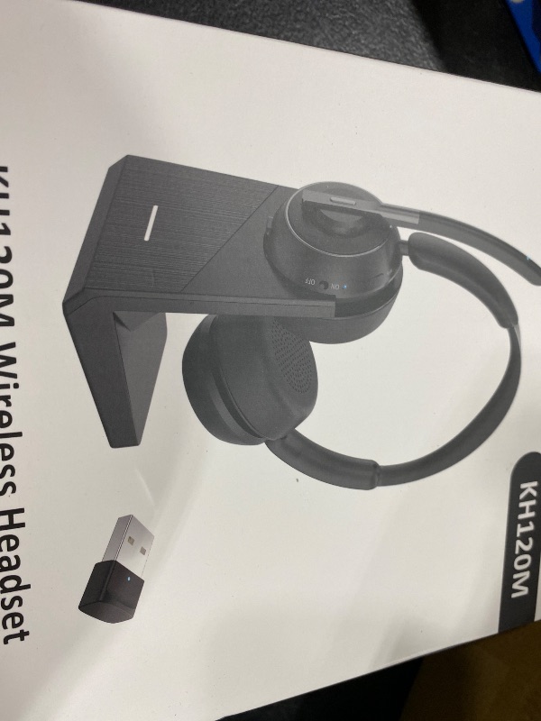 Photo 1 of (2025 Upgraded) Wireless Headset with Mic for Work, Bluetooth Headset with Noise Canceling Microphone with Dongle, Charging Base & Mic Mute, Wireless Headphones for Work from Home/PC/Computer