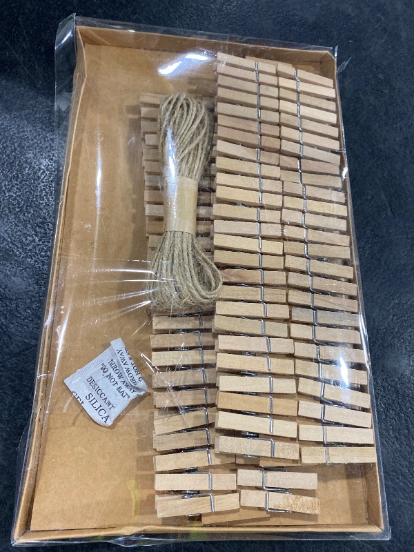 Photo 1 of 1.35 Inch Mini ClothesPins for Photo?100 Pcs? with 32 Feet Jute Twine?Mini Clothes Pins for Crafts,Wooden Small Clothes Pins for Pictures,Tiny Decorative Clothespins for Baby Shower(Natural Color)