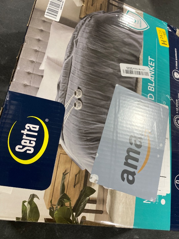 Photo 1 of Serta Luxuriously Soft Plush Electric Blanket Fast Heating Cozy Cover, Safety Auto Shut Off Timer, Low EMF, Multi Heat Setting, ETL Certified, Machine Washable, Sea Blue King (92 in x 100 in)