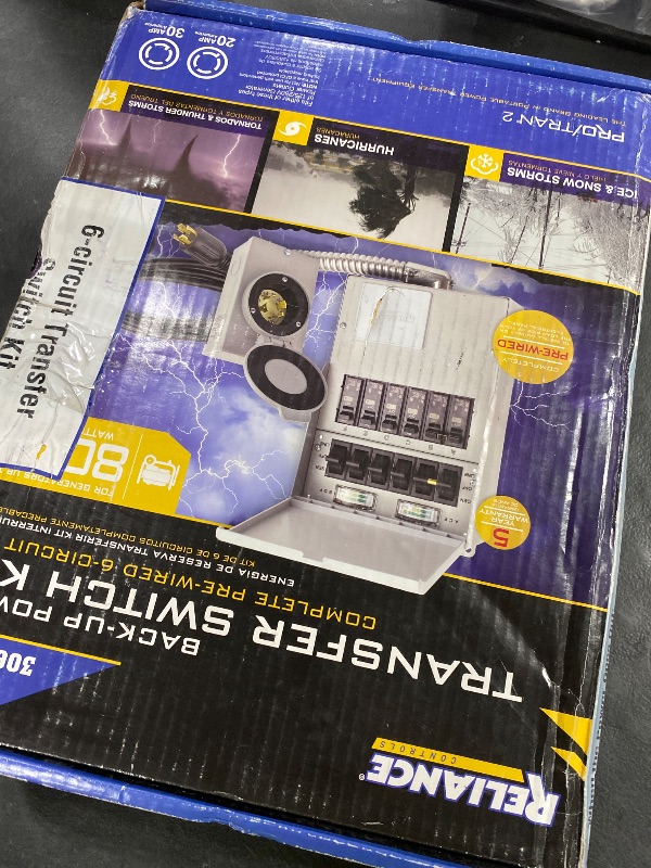 Photo 1 of Reliance Controls Corporation 31406CWK 30 Amp 6-circuit Pro/Tran Transfer Switch Kit for Generators (7500 Watts).,Gray