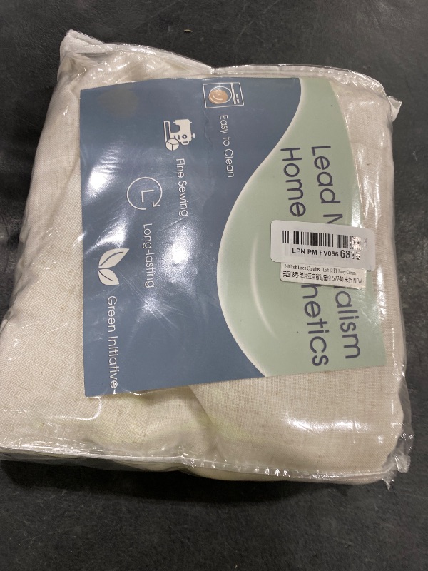 Photo 1 of Extra Long 240 Inches Long Linen Loft Curtains Light Filtering Back Tab 2 Story High Ceiling Curtain for Living Room Bedroom Tall Floor to Ceiling Windows,Custom Made, Natural Cream Ivory 1 Panel