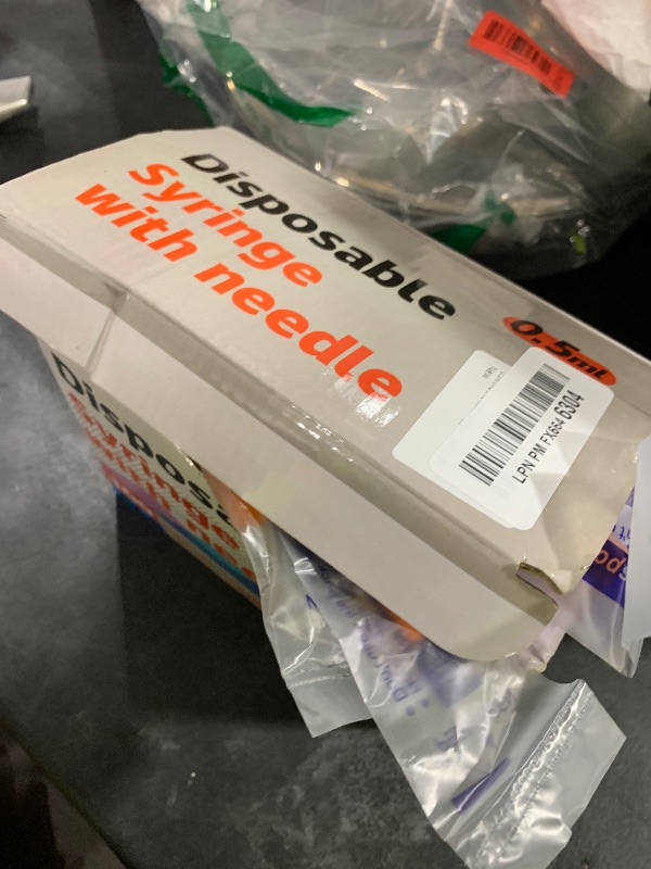 Photo 1 of 0.5ml 31G 5/16 Inch 8mm Syringe, Lab Syringes Individually Wrapped, Pack of 100