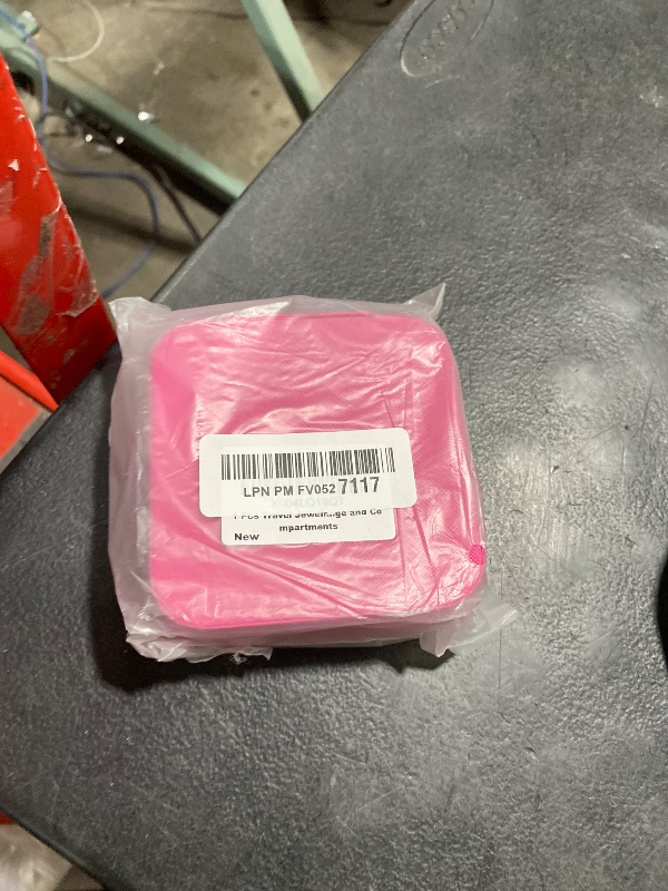 Photo 1 of 1 Pcs Travel Jewelry Box Organizer, Pink Leatherette Case with Ring Storage and Compartments