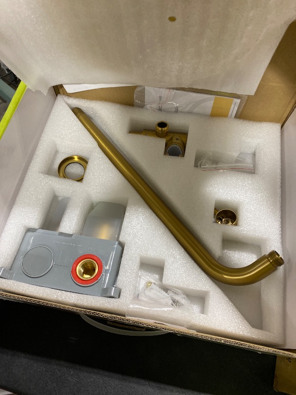 Photo 1 of BESy Shower System with 10 Inch Round Rain Shower Head and Handheld Wall Mounted, High Pressure Rainfall Shower Faucet Fixture Combo Set with 2 in 1 Handheld Showerhead for Bathroom, Brushed Gold