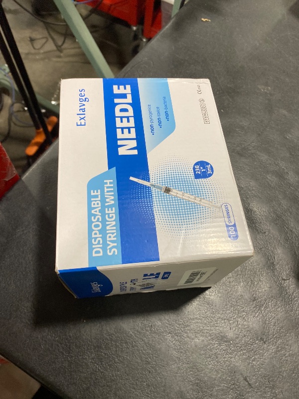 Photo 1 of 100 Pack Disposable 3ml/cc Lab Syringes with 23Ga 1 Inch Needle Luer Lock, Individually Sealed Packed