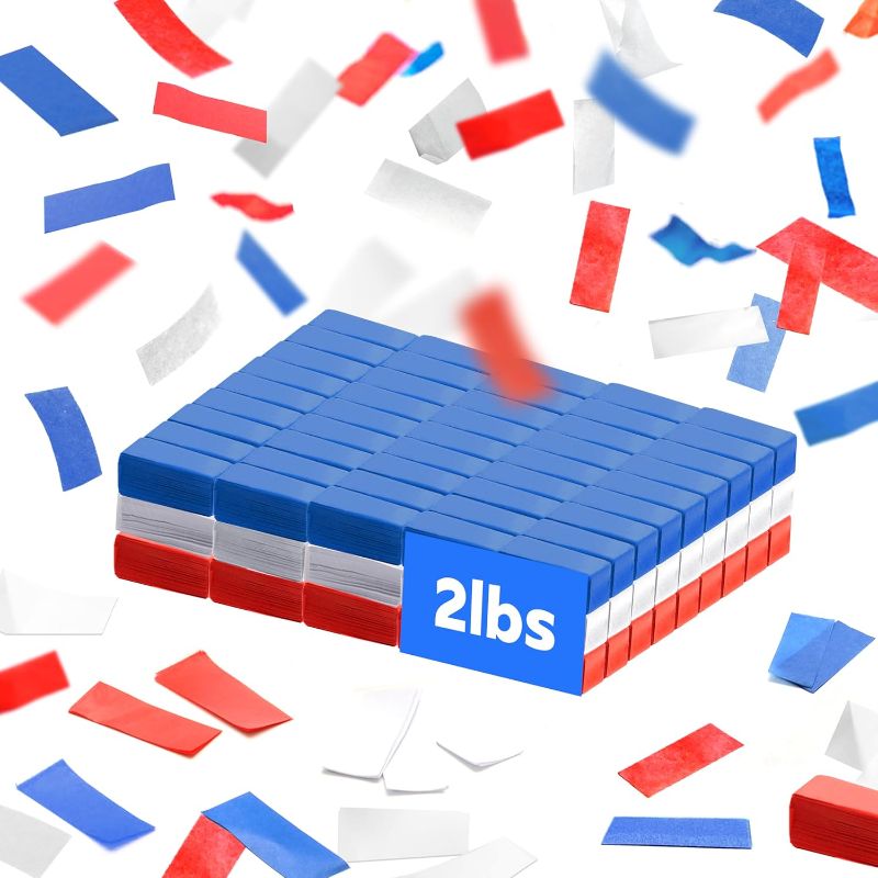 Photo 1 of America Confetti Paper for Confetti Machine, 2.2lbs |1kg of Biodegradable Red White & Blue Light Weight Tissue Paper, Non-Staining Paper, Great for July 4th, Independence Day, Conventions, Decorations