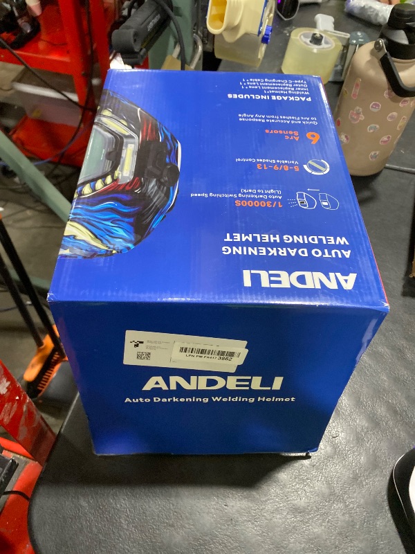 Photo 1 of ANDELI Welding Helmet - Panoramic 180° View 3.94"X3.74",True Color Auto Darkening Welding Helmet with Light, 6 Arc Sensor, 4/5-8/9-13 Type-C Charging MONERDB-LED