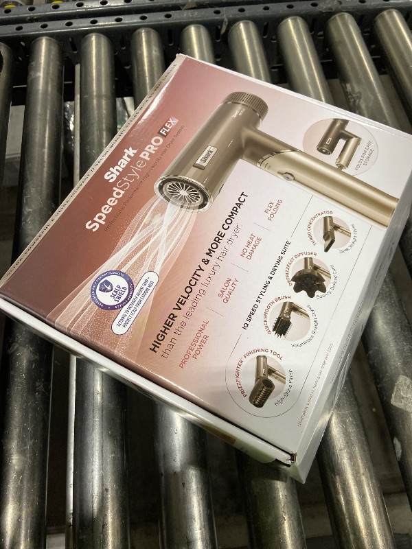 Photo 1 of Shark SpeedStyle Pro Flex Professional Performance High-Velocity Hair Dryer System with Scalp Shield & IQ Speed Styling and Drying Suite, Lightweight, Ionic, No Heat Damage, Mocha Silver, HD542