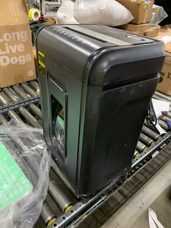 Photo 1 of Amazon Basics 24-Sheet Cross Cut High Security Paper Shredder for Home Use, P-4 Security, CD and Credit Card Document Shredder with Pullout Basket, Black