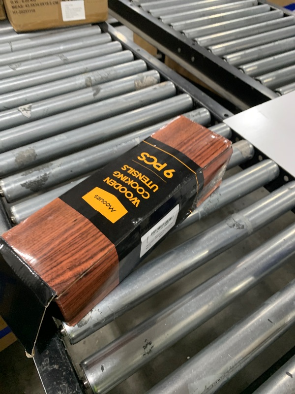 Photo 1 of Mooues 9 Piece Natural Teak Wooden Kitchen Utensil Set with Spoon Rest - Comfort Grip Cooking Spoons and Utensils Holder