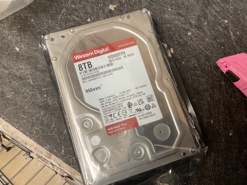 Photo 1 of Western Digital WD Red Plus Internal Hard Drive 8TB CMR 3.5 inch SATA 5640 RPM 256MB NAS WD80EFPX-AJP Eco Package