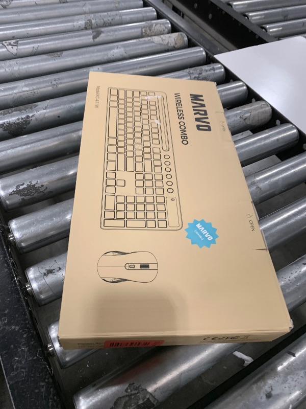 Photo 1 of Wireless Keyboard and Mouse Combo, MARVO 2.4G Ergonomic Wireless Computer Keyboard with Phone Tablet Holder, Silent Mouse with 6 Button, Compatible with MacBook, Windows (Black)
