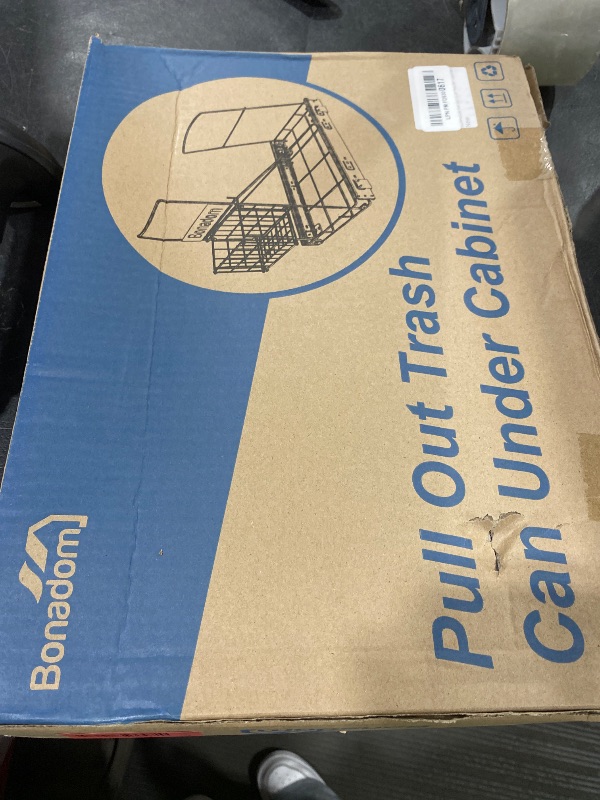 Photo 1 of BONADOM Pull Out Trash Can Under Cabinet, Adjustable Under Sink Trash Can Pull Out, Slide Out Garbage Shelf with Durable Rails,Sliding Organizer for Kitchen Cabinet or Under Sink (Bin Not Included)