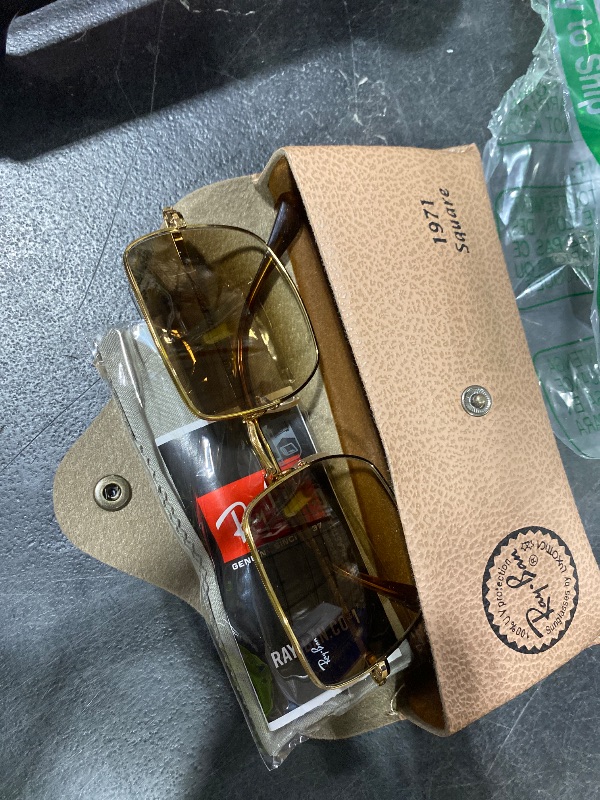 Photo 1 of Ray-Ban Womens RB1971 Square Square Sunglasses, Gold/Clear Gradient Brown, 54 mm