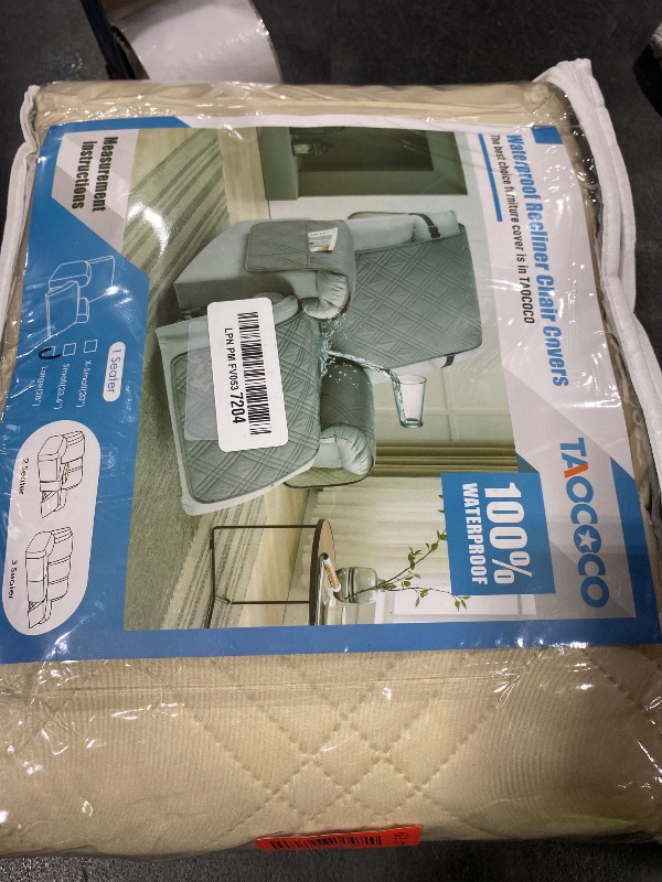 Photo 1 of TAOCOCO 100% Waterproof Recliner Chair Cover, Oversized Recliner Covers for Large Recliner Chair with Double Straps, Non Slip Reclining Chair Cover for Kids, Pets(28'', Cream)