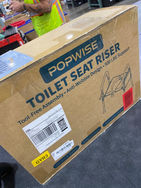 Photo 1 of PopWise Raised Toilet Seat with Handles, 500 lb Anti-Wobble Frame, Easy to Install Toilet Seat Risers for Senior, Pregnant, Post-Surgery, Adjustable Height & Width Toilet Seat Riser, Fits Most Toilets