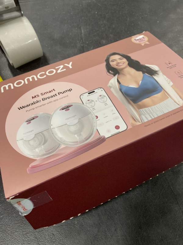 Photo 1 of Momcozy M5 Smart APP Controlled Wearable Breast Pump, Hands-Free Wireless Electric Pump, 3 Modes 9 Suction Levels, BPA-Free, Portable Lightweight, 24mm Flange, 2-Pack Cozy Red