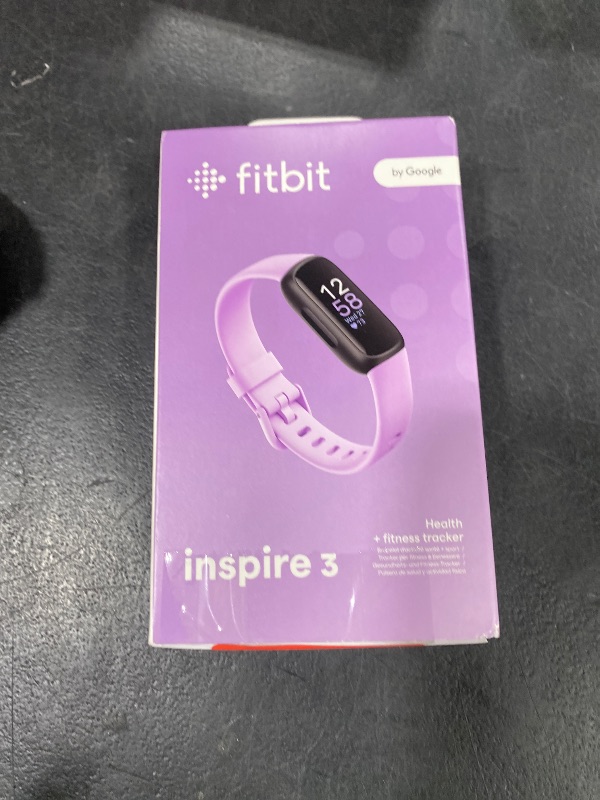 Photo 1 of Fitbit Inspire 3 Health &-Fitness-Tracker with Stress Management, Workout Intensity, Sleep Tracking, 24/7 Heart Rate and more, Lilac Bliss/Black, One Size (S & L Bands Included)