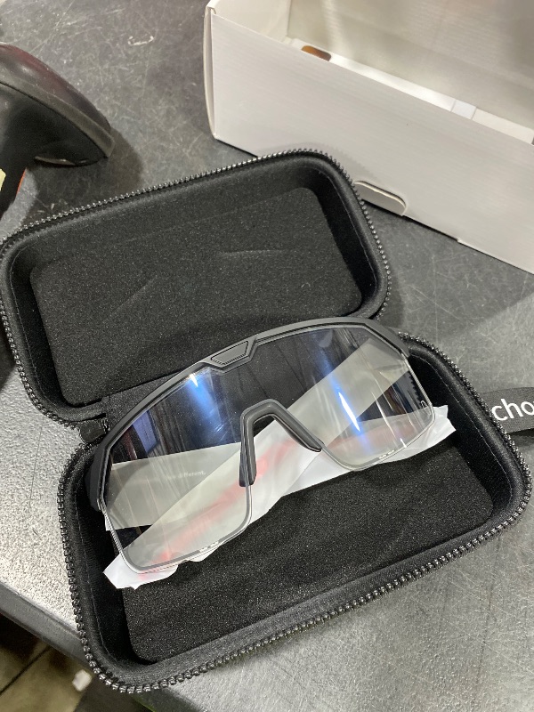 Photo 1 of CHAMELO Shield Dual-Tint Sports Sunglasses – Adjustable Tint Slider & Autopilot Light Sensors – 100% UV Protection, Sweatproof Eyewear for Cycling, Running & Sports – Matte Black Frame, Smoke Lenses