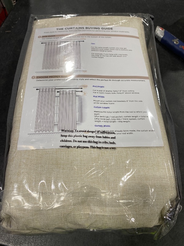 Photo 1 of 100% Blackout Shield Linen Look Textured Pinch Pleated Curtains Blackout Drapes 108 Inch Long 2 Panels Set, Faux Linen Blackout Curtains for Bedroom & Living Room, 40" W x 108" L, Cream