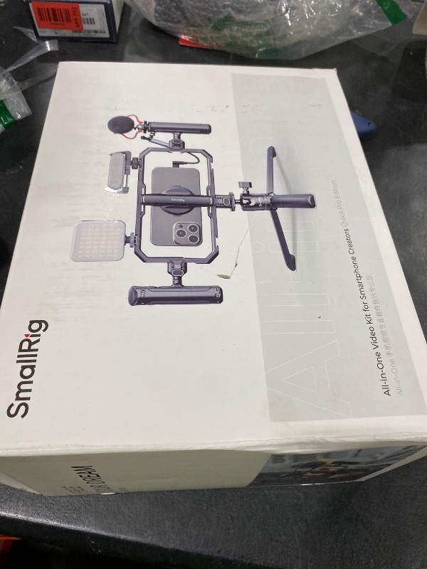 Photo 1 of SmallRig All-in-One Universal Quick Release Phone Video Rig Kit Pro, Phone Stabilizer Rig Kit with LED Light Microphone QR Tripod Dual Handles Power Bank Holder, for Creator & Live Streaming - 4704