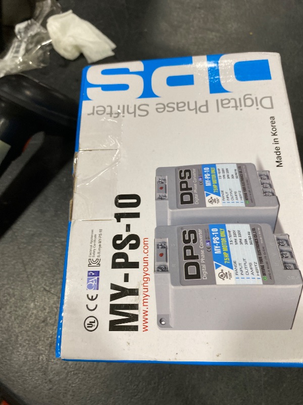 Photo 1 of DPS Sinlge Phase to 3 Phase Converter, 10HP, 30A, Input/Output 200V - 240V MY-PS-10 Model Must Be Used for 7.5HP(5.5kW) 23A Motor, DPS Must Be Used for 1 Motor Only, UL-Listed