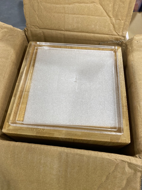 Photo 1 of 1.25 Gallon Acrylic Beverage Dispenser with Bamboo Stand – Iced Drink Dispenser with Stainless Steel Spigot & Built-in Ice Core
