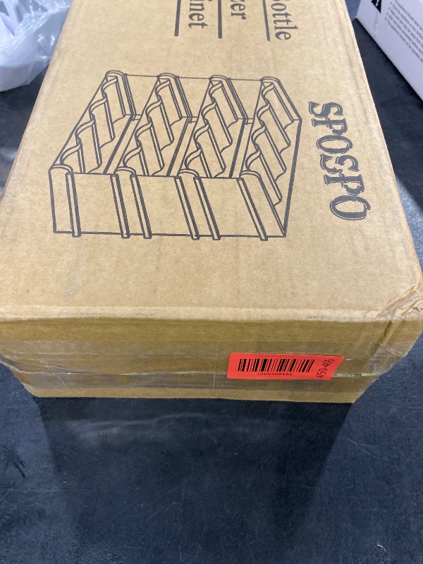 Photo 1 of **********MISSING PARTS*******
spospo Stackable Water Bottle Organizer, Large Compartment Water Bottle Holder, 4 Tier Clear Water Bottle Organizer for Cabinet, Bottle Rack for Kitchen Organization and Storage - Hold 16 Bottles