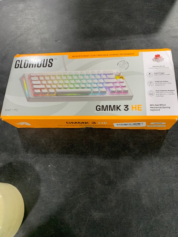Photo 1 of Glorious Gaming - GMMK 3 HE Rapid Trigger Keyboard, Hall Effect, 8K Polling Rate, MX Mechanical & Magnetic Switches, Hotswappable 65% Keyboard, Modular Gasket System, Doubleshot PBT keycaps (White)