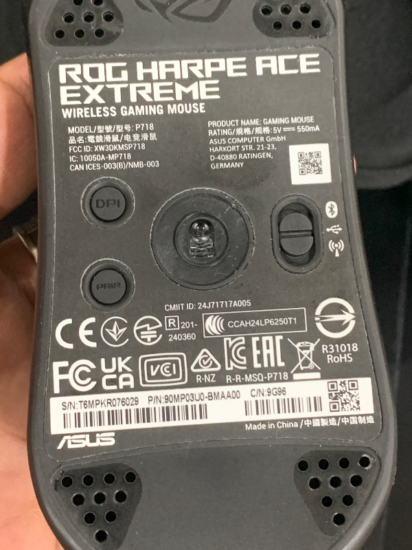 Photo 1 of ASUS ROG Harpe Ace Extreme Wireless Esports Gaming Mouse – Carbon Fiber Build, 47g Lightweight, Tri-Mode Connectivity, 42K DPI, up to 70Hr Battery, Glass Skates, Pro-Approved, PC/Mac Support - Black