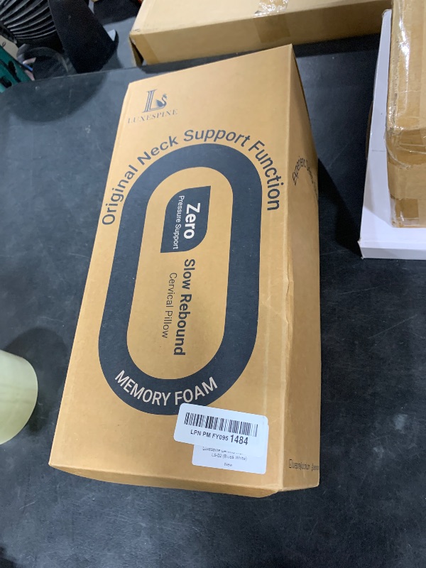 Photo 1 of Cervical Neck Support Pillow for Sleeping, Two Heights Memory Foam Ergonomic Contour Pillow, Side Sleeper Pillow for Neck and Shoulder Pain Relief (Blue& White)