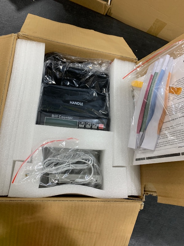 Photo 1 of LOLARAN AL1000 Money Counter Machine with Value Counting, Support Dollar and Euro, UV, MG, MT, IR, DD Counterfeit Detection, Cash Counter with LCD Display, Batch and Add, 1,000 Notes/Min