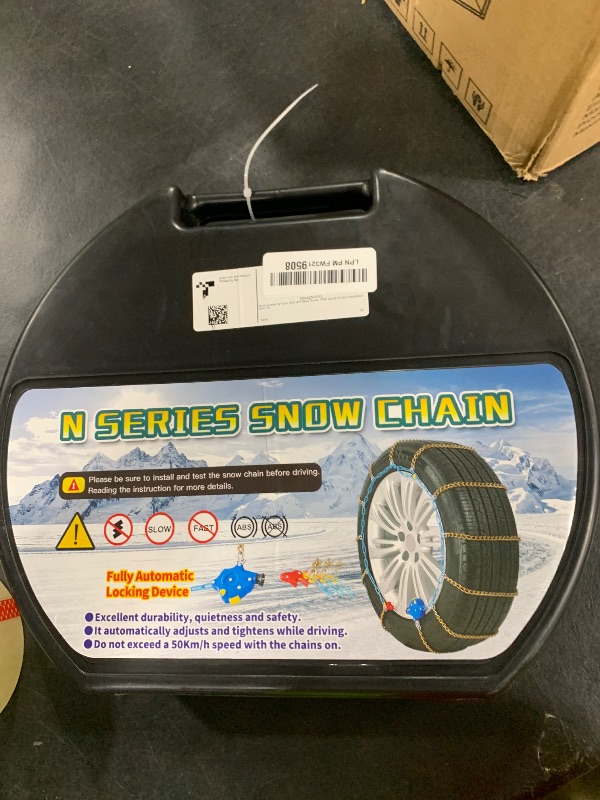 Photo 1 of Auto Tightening Snow Chains for Cars, SUVs & Pickup Trucks – 1-Min Quick-Fit Auto Installation, Reusable Universal Emergency Traction Tire Chains – Set of 2?ALN170?