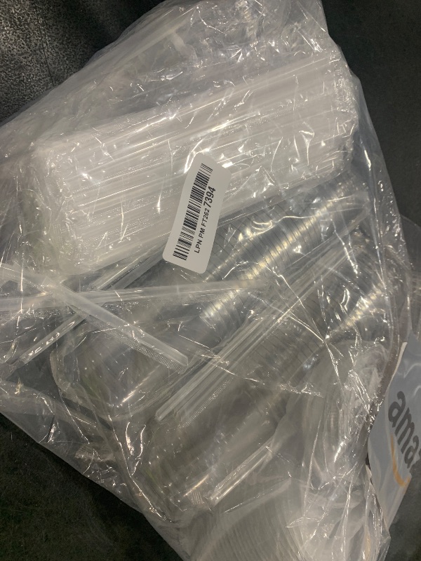 Photo 1 of 100PCS 14 oz Plastic Cups with Flat Lids and Clear Straws, Disposable Iced Coffee Cups with Lid, Round Bottom To Go Drink Cups for Soda, Smoothies, Boba, Cold Beverage, Juice Bars, Takeout, Party