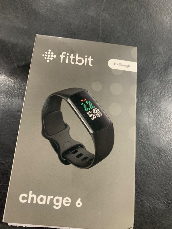 Photo 1 of Fitbit Charge 6 Fitness Tracker with Google apps, Heart Rate on Exercise Equipment, 6-Months Premium Membership Included, GPS, Health Tools and More, Obsidian/Black, One Size (S & L Bands Included)