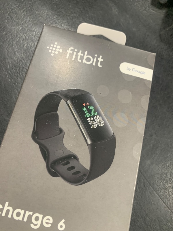 Photo 1 of Fitbit Charge 6 Fitness Tracker with Google apps, Heart Rate on Exercise Equipment, 6-Months Premium Membership Included, GPS, Health Tools and More, Obsidian/Black, One Size (S & L Bands Included)