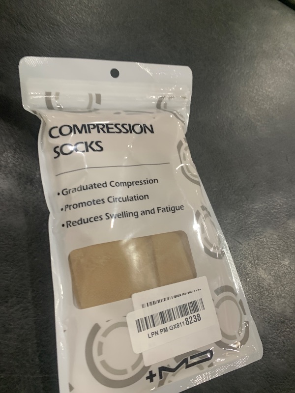 Photo 1 of +MD 2 Pairs Medical Compression Socks for Women & Men, Knee High Open Toe Stockings, Circulation Support & Comfort Hose Nude, Small