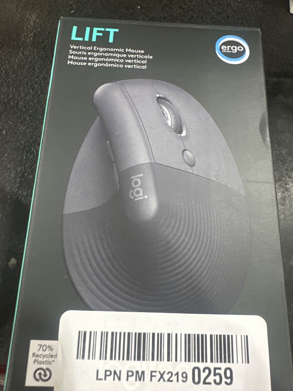 Photo 1 of Logitech Lift Vertical Ergonomic Mouse, Wireless, Bluetooth or Logi Bolt USB Receiver, Quiet clicks, 4 Buttons, Compatible with Windows/macOS/iPadOS, Laptop, PC - Graphite
