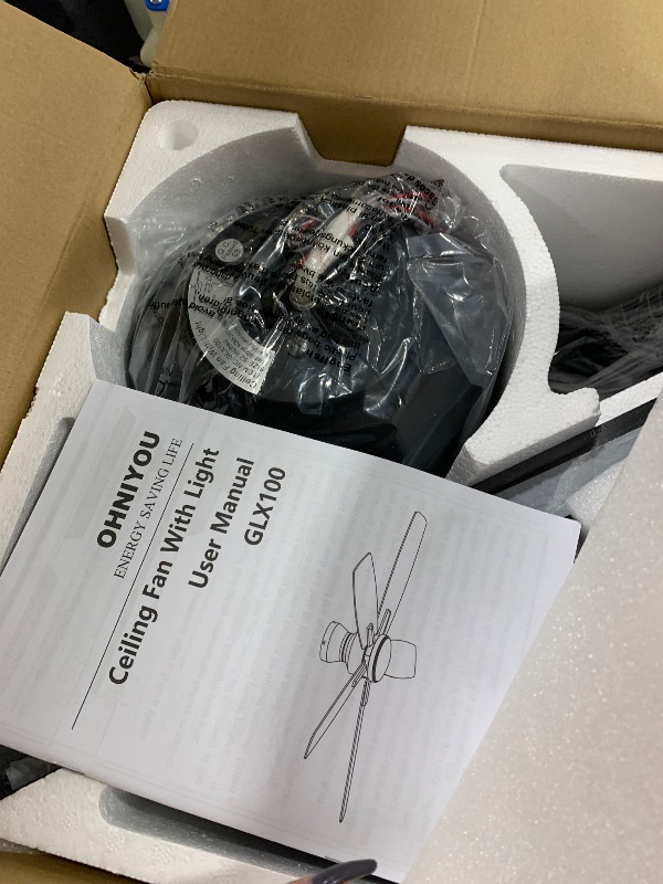 Photo 1 of Ohniyou Ceiling Fans with Lights, 52'' Low Profile Ceiling Fan with Light and Remote/APP Control, Modern Flush Mount Ceiling Fan for Indoor Bedroom Living Room, Dimmable, Qiuet DC Motor, Black