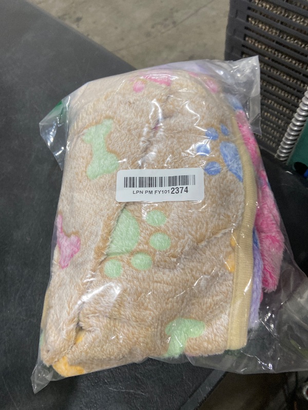 Photo 1 of 1 Pack 3 Blankets Super Soft Fluffy Cute Bone Pattern Pet Blanket Flannel Throw for Dog Puppy Cat Pink/Brown/Purple Small