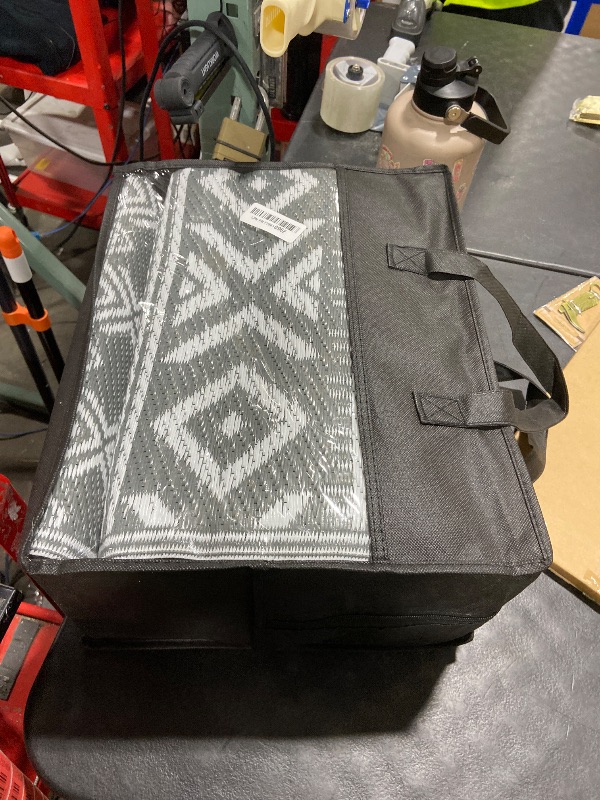 Photo 1 of Waterproof Outdoor Rug 8x10 ft, Reversible Plastic Straw Patio Camping Rugs, Outdoor Indoor RV Mat Carpet for Patio, Outside Entry, Backyard, Deck, Bench, Picnic, Camper(8x10,Gray&White)