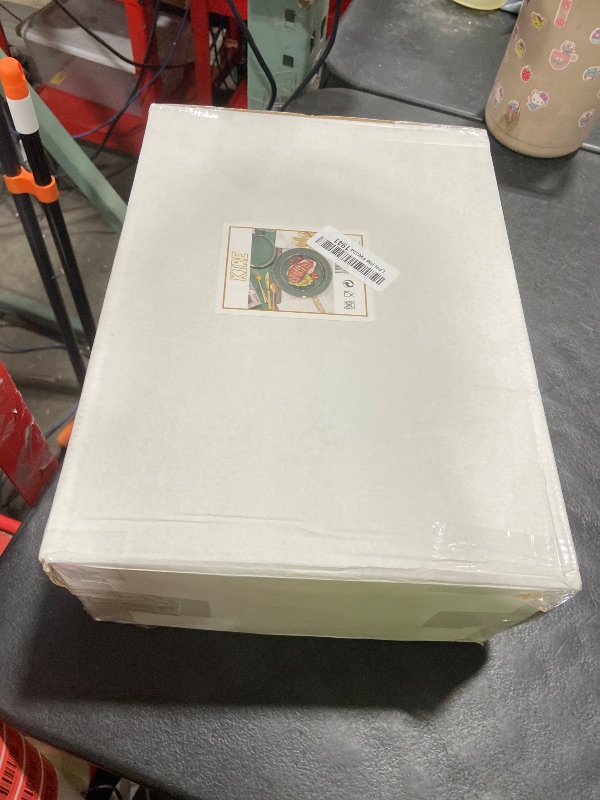 Photo 1 of KIRE 175PCS Green Plastic Plates with Gold Rim - Heavy Duty Green Plates Disposable Include 50 Fancy Plastic Plate, 25Pre Rolled Napkins 25 Cups For Party/Wedding/Spring