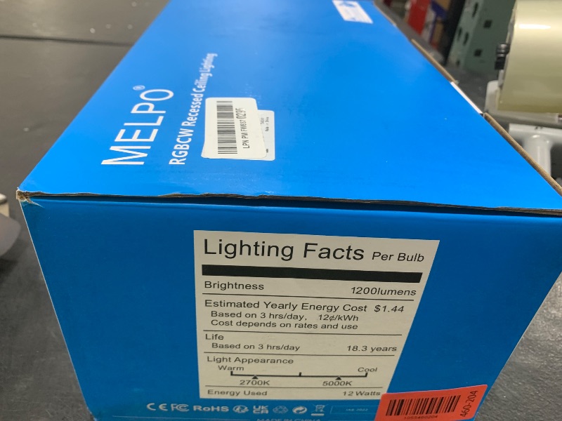 Photo 1 of MELPO Smart Recessed Lighting 4 Inch Work with Alexa & Siri?12W 1100LM Recessed Ceiling Light 2700K-5700K?16 Million Colors?Music Sync, DIY Scenes, DIY Flash, LED Downlight with Junction Box?12 Pack