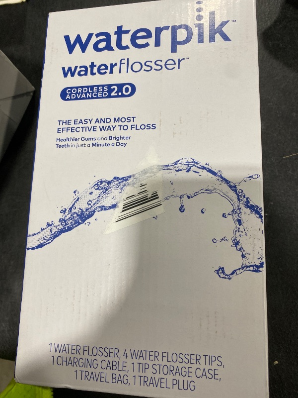Photo 1 of Waterpik Cordless Advanced 2.0 Water Flosser For Teeth, Gums, Braces, Dental Care With Travel Bag and 4 Tips, ADA Accepted, Rechargeable, Portable, and Waterproof, Black WP-582, Packaging May Vary