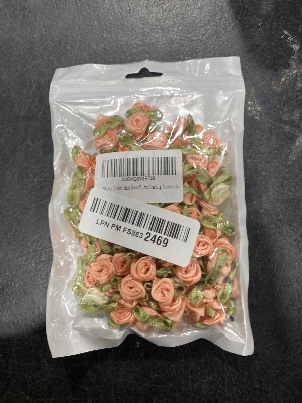 Photo 1 of 100 Pcs 15mm Mini Rose Flowers Satin Ribbon Bows Appliques, Fabric Ribbons, DIY Sewing Craft Accessories, Mini Roses for Crafts, Wedding Bride Gift Decorations, Arts Crafting Accessories