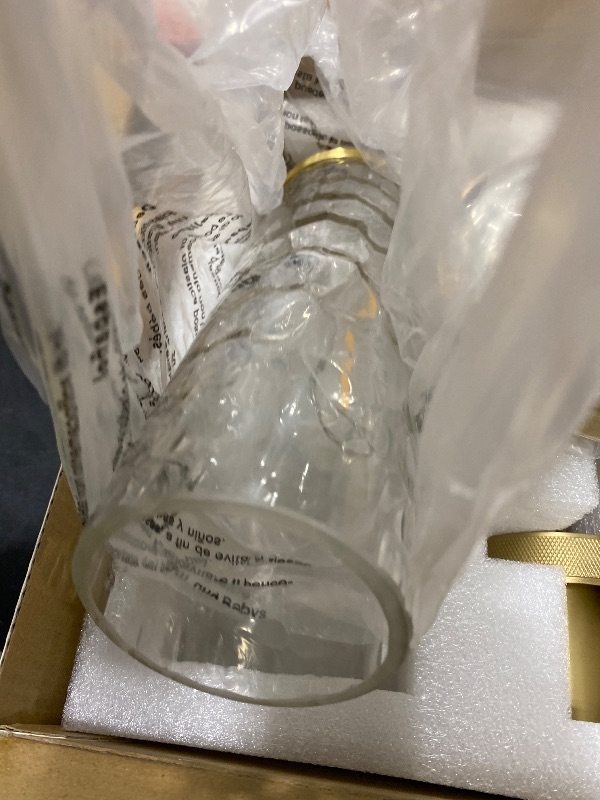 Photo 1 of vookea 15" Knurled Brass Wall Sconce with Water Ripples Glass Tube, Gold Bathroom Vanity Light Fixtures, Modern Lamp Lighting for Bedroom, Living Room, Hallway, Staircase, Mirror, Kitchen