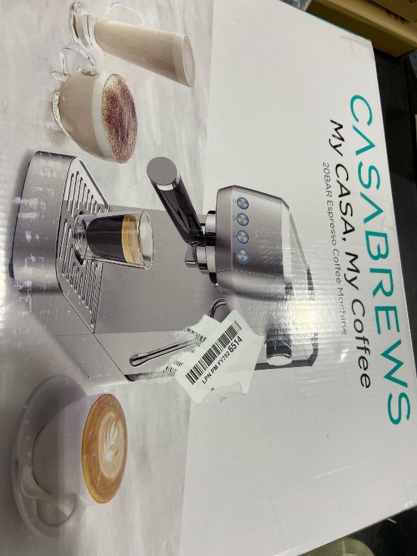 Photo 1 of CASABREWS 3700 Essential Espresso Machine 20 Bar, Stainless Steel Cappuccino & Latte Coffee Maker with Steam Frother for Home, 43.9oz Water Tank, Silver