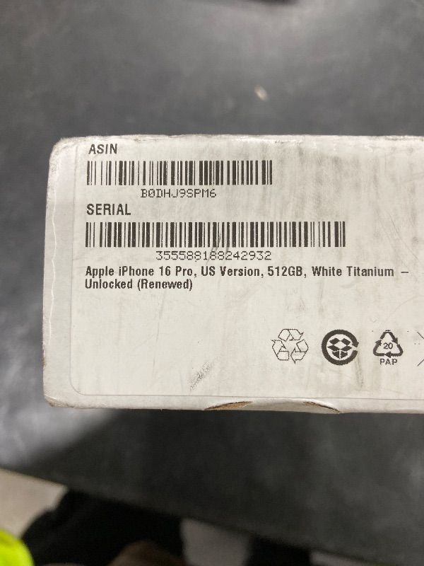 Photo 1 of Apple iPhone 16 Pro, US Version, 512GB, White Titanium - Unlocked (Renewed)